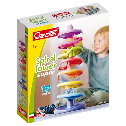 QUERCETTI Spiral Tower Super, Pista de canicas, Juegos niños 1 año, 100% Made in Italy, Multicolor, 10