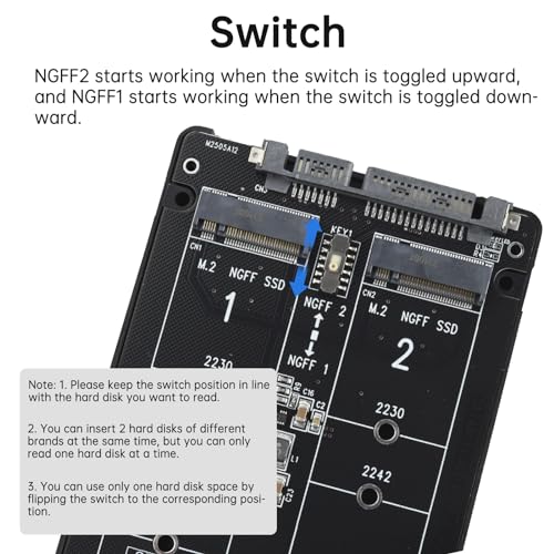 ELUTENG M.2 SATA NGFF to SATA Adapter (Not Support NVME/ M.2 PCIE) 6Gbps Dual NGFF MSATA Adapter B Key/ B&M Key SSD to 2.5" SATA III Converter Adapter Max 4TB Support 2230 2242 2260 2280 SSDs