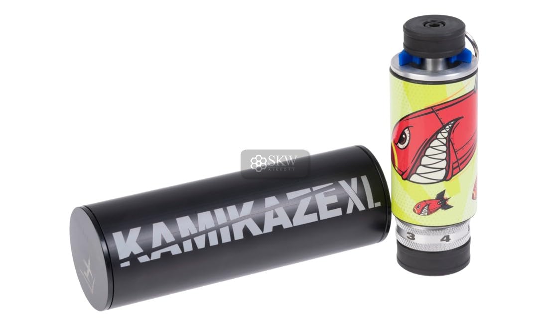 Genérico Granada de Detonación Saigo Defense Kamikaze XL, Amarilla, 13,6 cm, 6 Cartuchos de Fogueo 9mm, para Entrenamiento y Airsoft