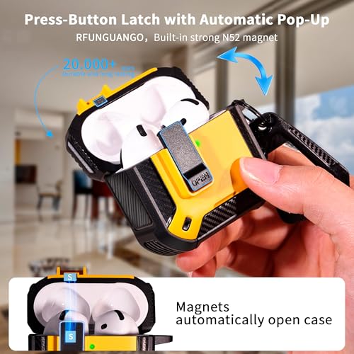 Image of RFUNGUANGO for AirPods 5 /4 Case (2026 /2024) with Lock, Yellow