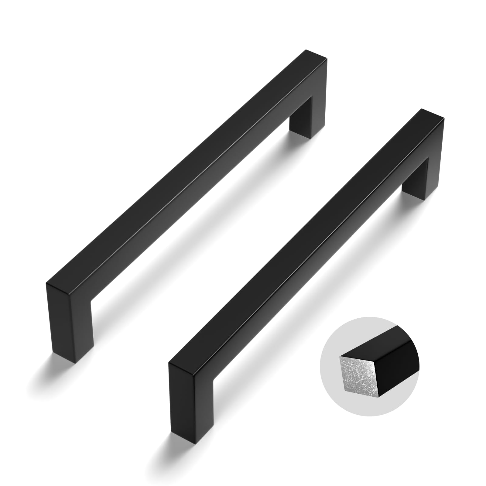 LONTAN 12 Stück Schrankgriffe Schwarz 128mm lochabstand Griffe für Küchenschränke Möbelgriffe Schwarz Griffe Möbel Küchengriffe Küchenschrank Quadrat Solid