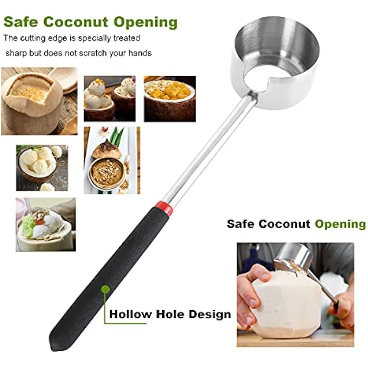 Coconut Opener Tool Kit - Stainless Steel Coco Jack Opener with Rubber Mallet