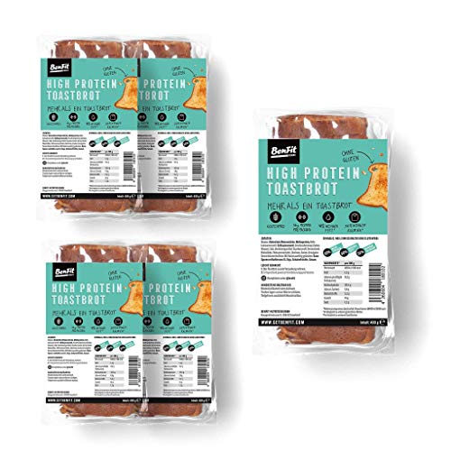 BenFit High Protein-Toastbrot, Eiweißbrot für Diät/Muskelaufbau/Bodybuilding/Fitness/Glutenfrei (5 Packungen)