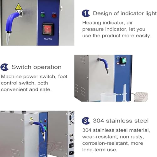 DPQYJPP 2L 1300W /4L 2200W Électrique en Acier Inoxydable Bijoux Nettoyeur À Vapeur, Gem Rondelle Or et Argent Bijoux Machine de Nettoyage À La Vapeur Outil D'orfèvre,4L – vue 5