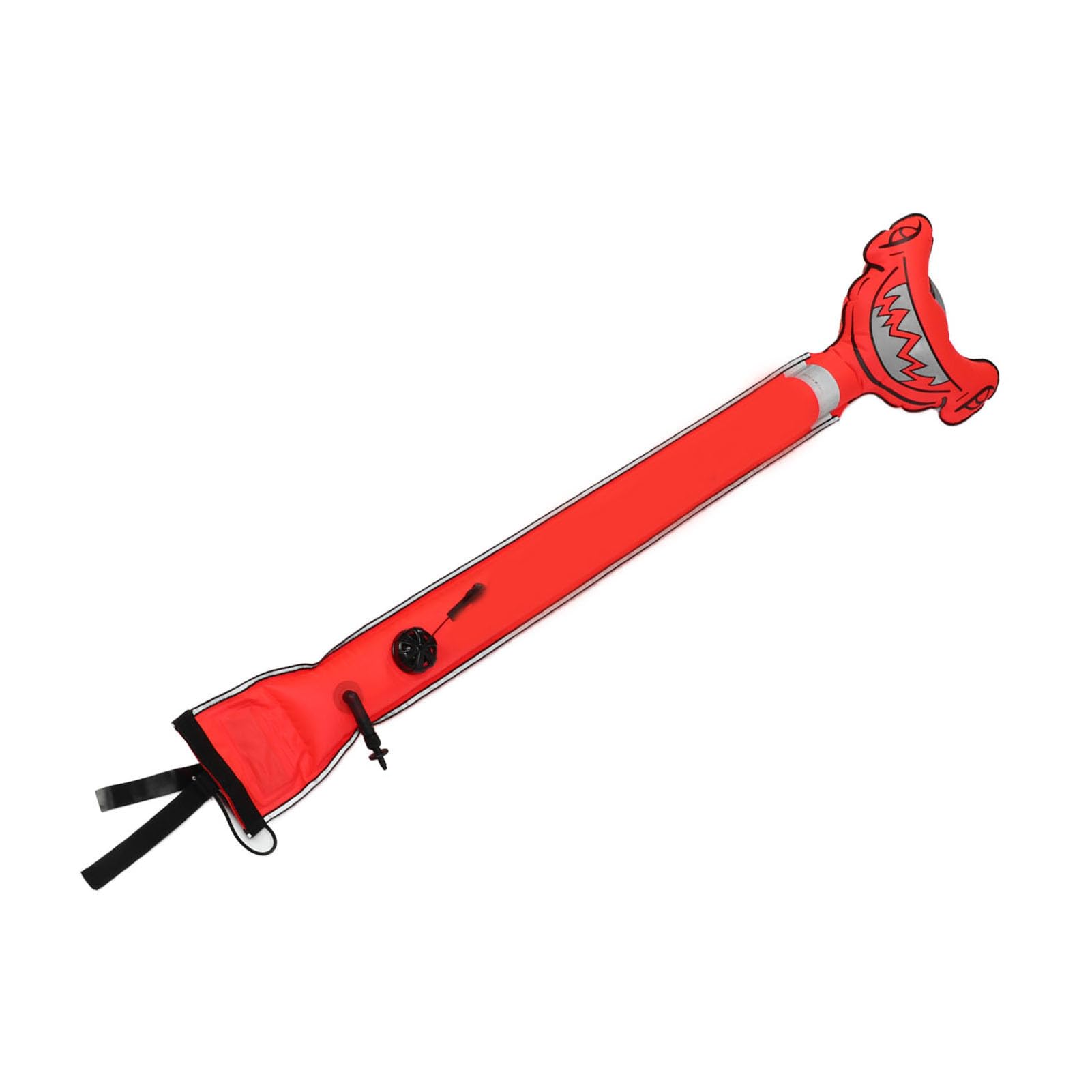 Boya marcadora de Superficie Buceo Inflable Tubo de Seguridad Boya de señal de tiburón Martillo Alta Visibilidad para Snorkel Pesca submarina Nylon Duradero Naranja 150x36.5cm
