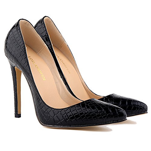 LOSLANDIFEN Womens Shoes Closed Toe High Heels Womens Pointed Slender Stiletto Pumps (42 M EU/10 B(M) US, Black) - Thumbnail 2