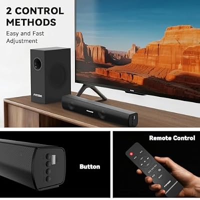 Home Theater Sound Bar Subwoofer, Sound Bar Bluetooth Surround Speakers, TV Speakers Sound Bars Bluetooth Hdmi(ARC) Optical Coaxial AUX USB 2.1ch Home Audio Sound System TV PC Wall MountS, Black