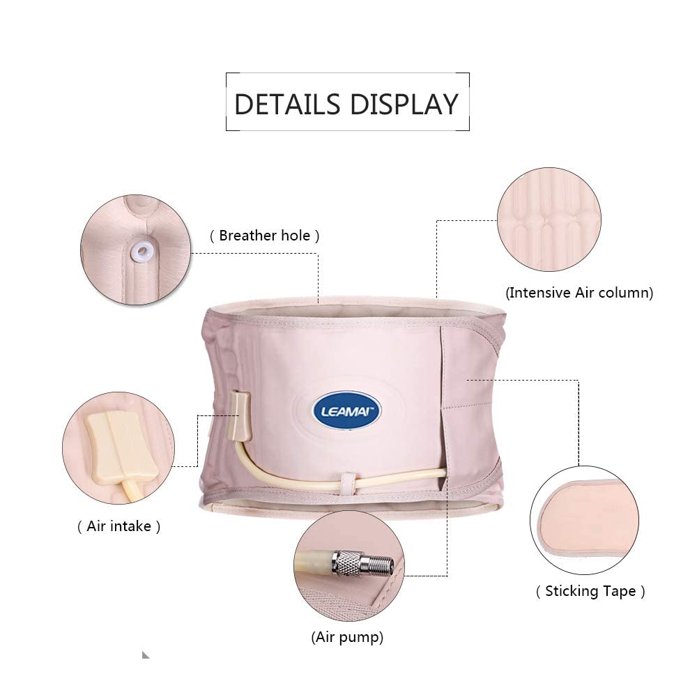Cinturón de espalda de descompresión, columna de aire más fuerte para tu espalda, alivio del dolor de espalda (tipo I, beige, talla S (25-36 pulgadas) 7