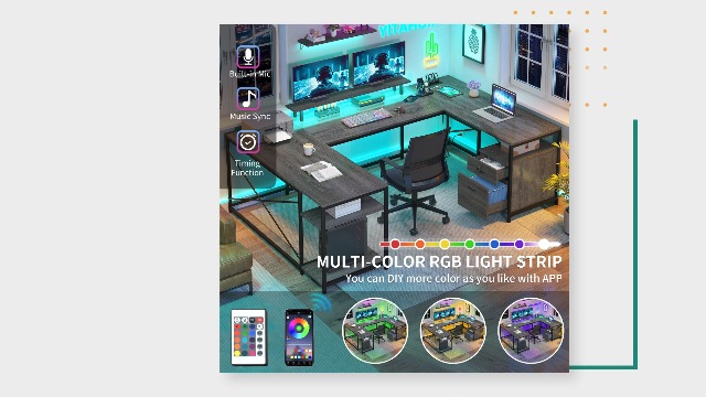 Amazon.com: YITAHOME U Shaped Desk with Power Outlets & LED