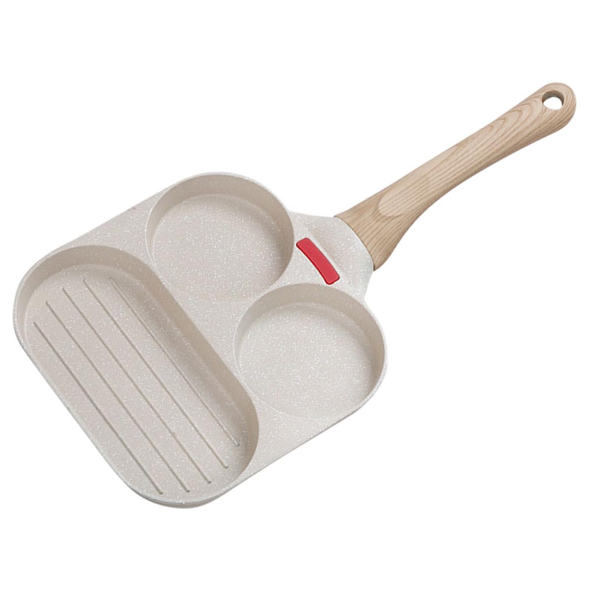 Padella Antiaderente Multifunzione 3 in 1 in Alluminio per Pancake, Uova e Hamburger, Padella da Campeggio Scanalature, per Colazione e Cucina All’aperto, Facile da Pulire