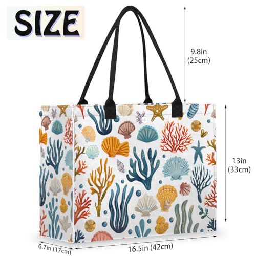 Seaweed Shells Tote Bag for Women Large Beach Bag Reusable Tote Bags for Work Travel Beach Shopping2