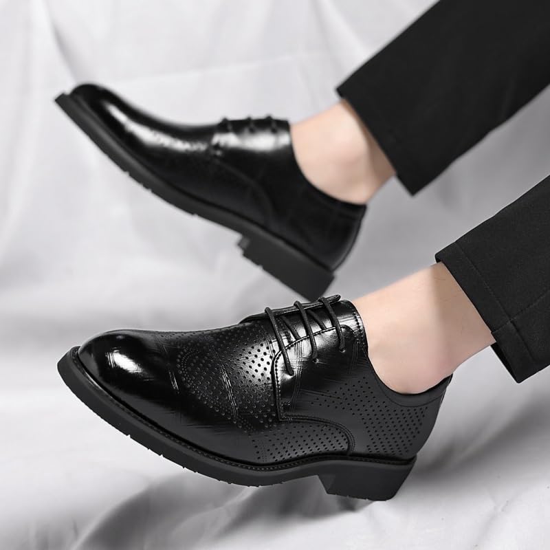 Mens Invisible Height Shoes Men's Leather Lace-Up Business Oxford Shoes Classic Pointed Toe Comfort Slip-On Tuxedo Shoes Bridegroom Dress Increasing Elevator Shoes4