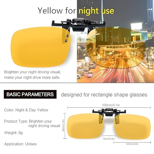 Image of Polarized Clip-On Sunglass Attachment for Prescription Glasses | UV Protection | Flip-Up Design | Includes Lens Cleaner, Microfiber Cloth & Storage Case | Men & Women