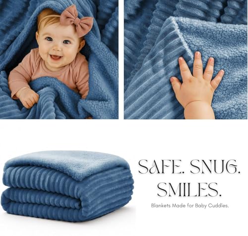 Image of VAS COLLECTIONS Ultra Soft Baby Blanket | Flannel + Sherpa | 2-Layer All-Season AC Sheet for Newborns (0-24 M) - Aqua