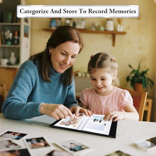 Image of Small Photo Album 4x6,Linen Cover Slide-in Mini Photo Album Book Can Holds 100 4x6 Photos with 50 Black Sheets for Baby Family Pictures Artwork or Postcards Storage (Black)