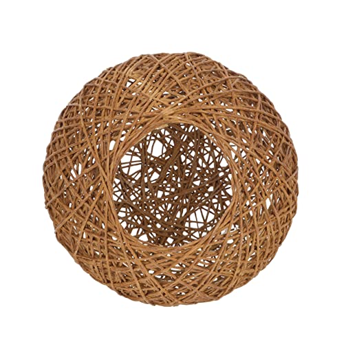 VILLCASE Rattan Weaving Ball Shape Lamp Cover Rustic Ceiling Table Light Shade Durable and Decorative Woven Design for Living Bedroom and Study