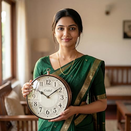 Image of CRAFTEL Double Sided Station Wall Clock Electroplated | Both Side English Dial Aluminum | Dome Glass | Gift for Home Hall Living Room | Dial 10 Inch, Rose Gold