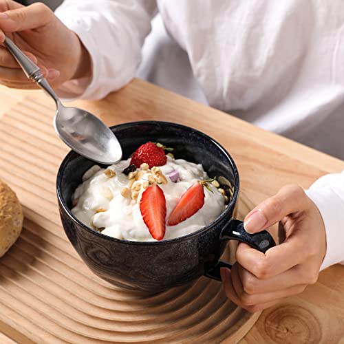 Vicrays SOUP-MUG Jumbo Soup Mug Coffee Large - Ceramic Wide Oversized Extra Big Handle Bowls Latte Friends Mug Set Gaint Cereal Oatmeal Cappuccino Cup Set 27 Oz thumb #6