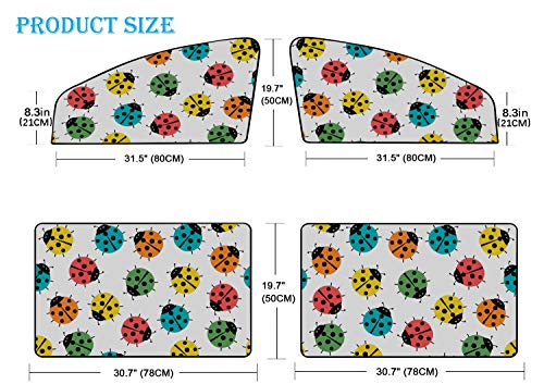 4 piezas de cortinas de coche para Windows Black Red Dot Ladybug Cute Sunshade para el parabrisas del coche Cortina magnética Protección contra la luz solar brillante, el calor y los rayos Uv para su