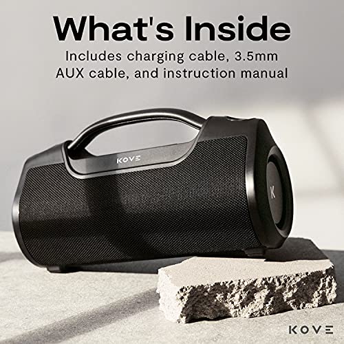 Kove Kasita Bluetooth Boombox Speaker - Portable and Rechargeable, Wireless with HD Louder Volume, Deep Bass Subwoofer, Microphone, IPX6 Waterproof - Perfect Boom Box for Home, Outdoor or Travel