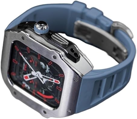 RM Style Stainless Steel Watch Case Silicone Band,For Apple Watch Ultra 8 7 6 5 4 SE Series,Sport Rubber Butterfly Buckle Refit Mod Kit,For Iwatch 49mm 45mm 44mm Series