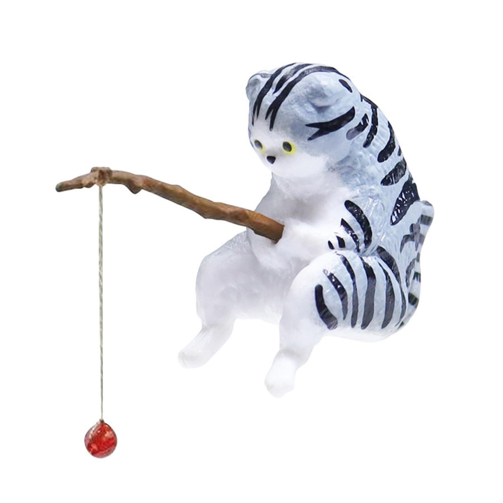 HDOYTXXM Cats Angler Car Decors Resin Craft Dashboard Accessory Rearview Pendant for Automotive Decoration Fishing Cats Toy