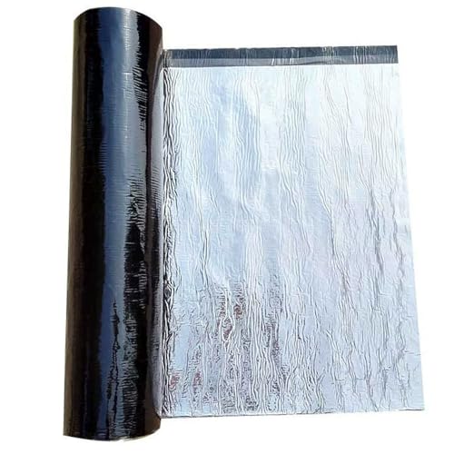 Tela Asfaltica co Aluminio Autoadhesiva para Tejado, Cinta de Selladora Adhesiva Impermeable para Reparación, Membrana Bituminosa para Terraza(20x100cm)