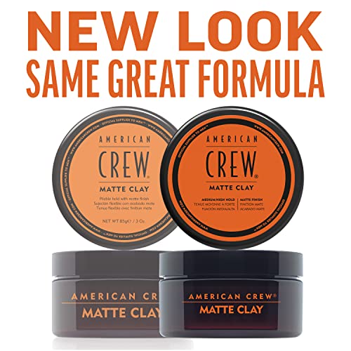 Image of AMERICAN CREW Men's Fiber Cream, Like Hair Gel with Medium Hold & Natural Shine, 3.3 Fl Oz & Men's Hair Matte Clay, Like Hair Gel with Medium /High Hold, 3 Oz (Pack of 1)