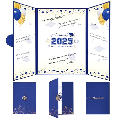 GZDUCK 2025 Graduation Guest Book Alternative, Blue Sliver Class of 2025 Graduation Party Decorations, Graduation Guest Signature Book for 2025 College High School, Graduation Card Gifts for Friends
