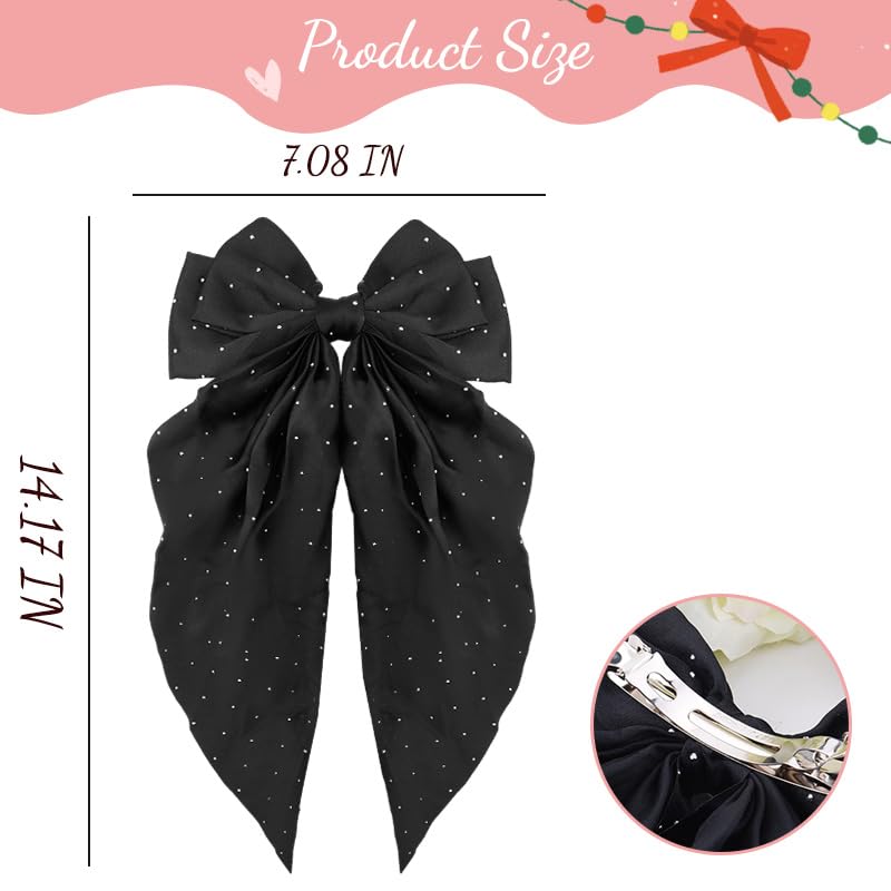 Pinza para cabello con moño negro y strass miniatura 2