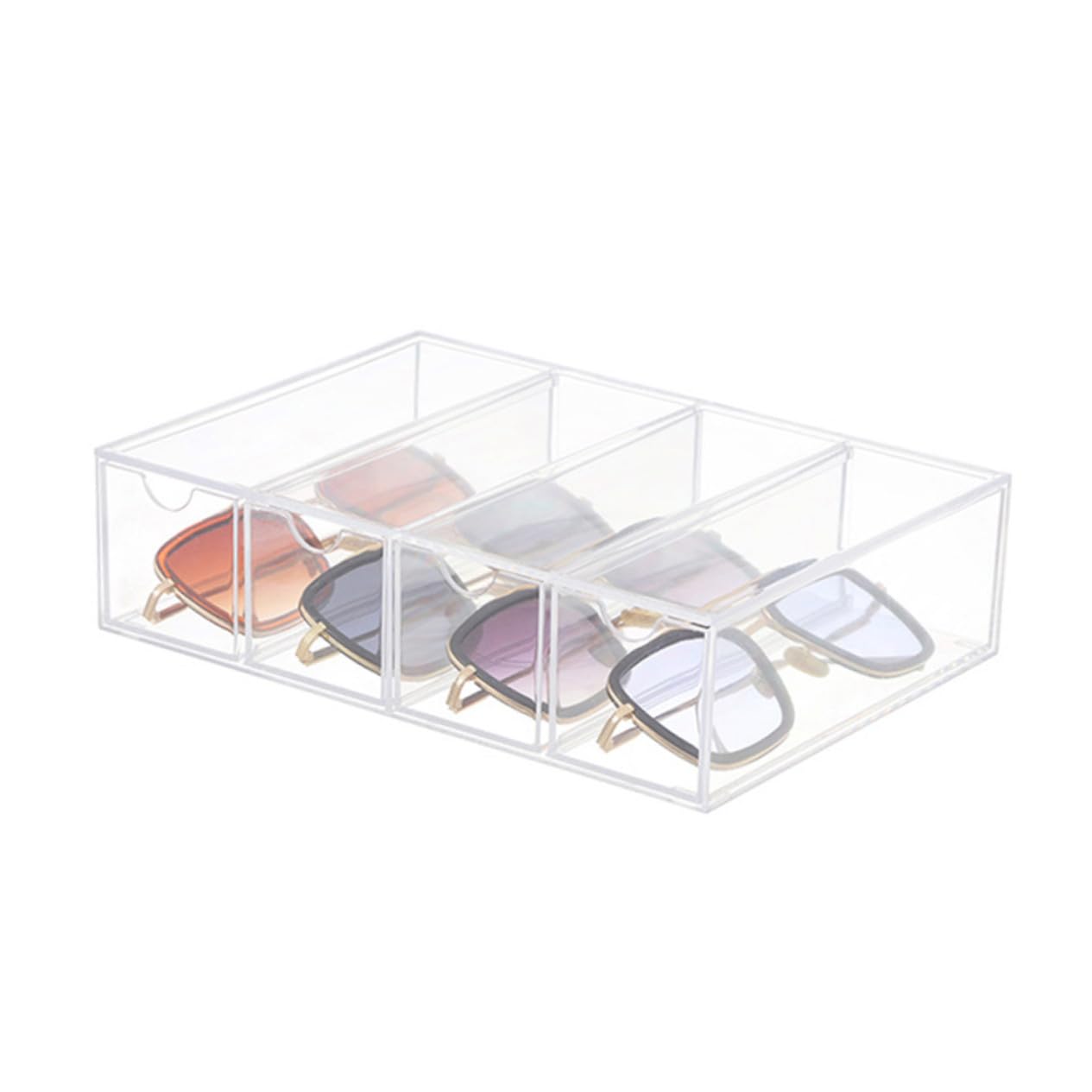 PLAFOPE Étui à Lunettes de Soleil en Acrylique Boîte de Rangement Transparente pour Lunettes Tiroir 4 Niveaux Protection Antipoussière