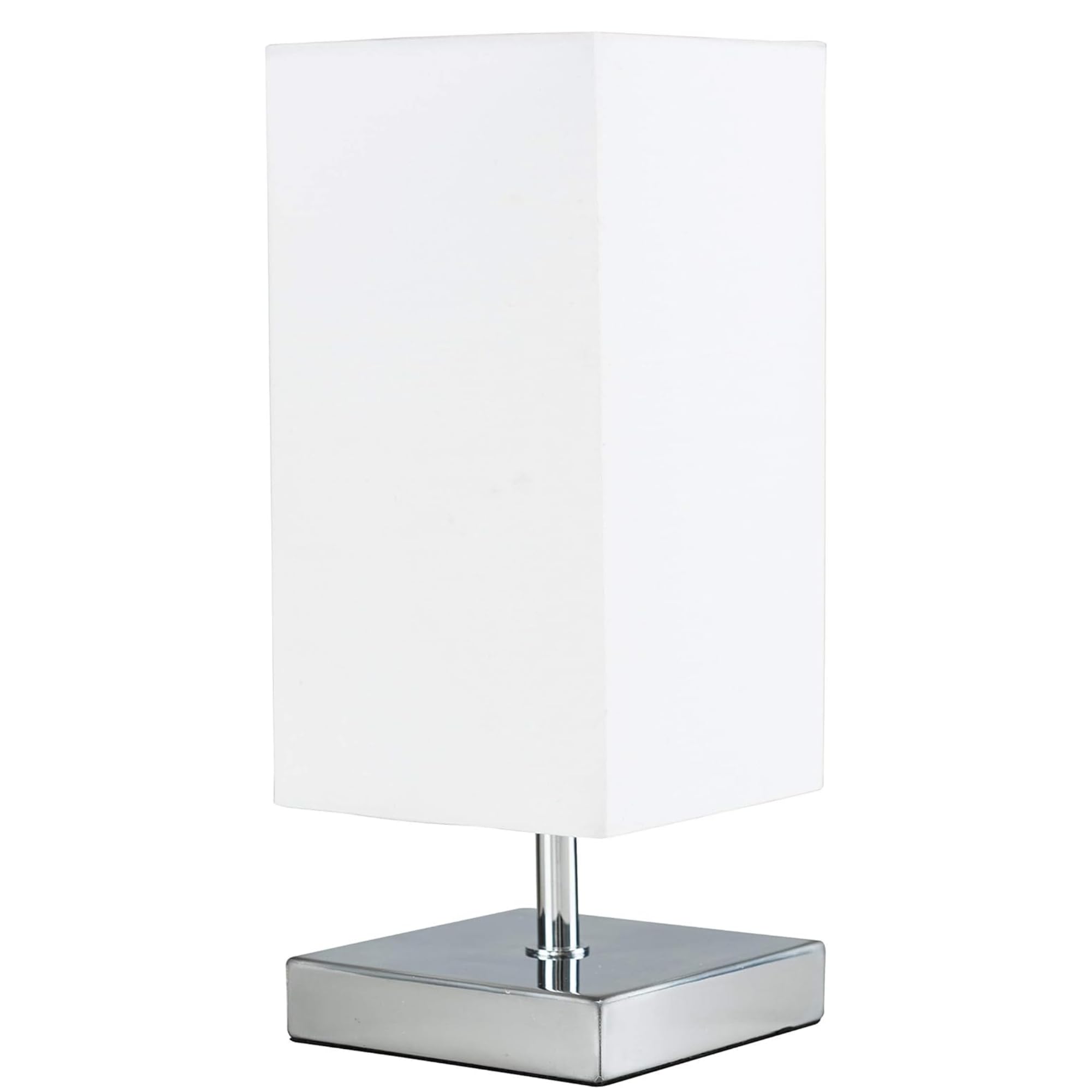 Minisun White | Modern Square Polished Chrome Touch Table Lamp With A Shade | Table Lamps, Home Décor & Improvement Essential