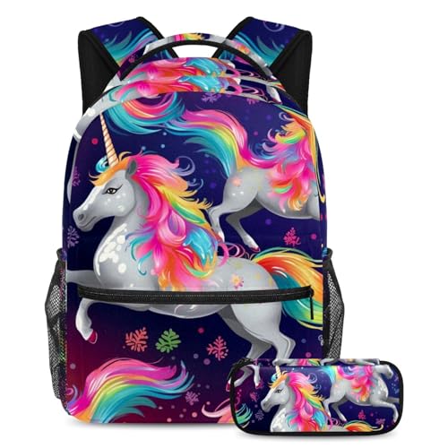 Trousse à crayons et sac à dos licorne à grande capacité pour ranger tous les cahiers