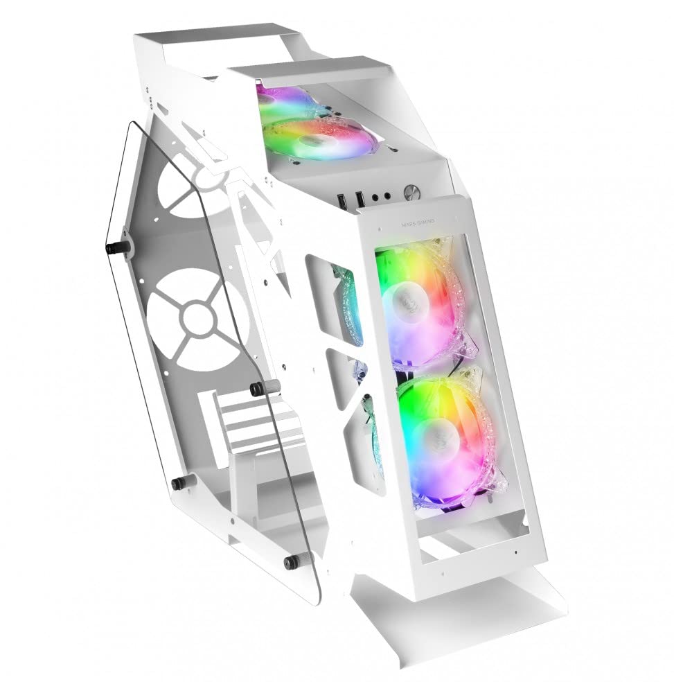 Mars Gaming MC-3TCORELCD Caja Gaming ATX, Pantalla IPS 7,2” Personalizable, Triple Cristal Templado Extraíble, Estructura Doble Cámara Lateral, Soporte de Refrigeración Líquida hasta 360mm, Blanco — view 135