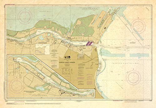 Paradise Cay Publications, Inc. Antiqued NOAA Chart 11311: Corpus Christi Harbor