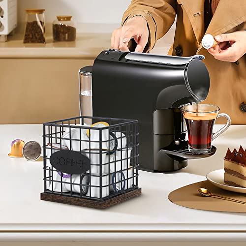 Image of YINMIT K Cup Holder Organizer, Sturdy Coffee Pod Holder Organizer, 35 Kcup Large Capacity Storage Basket for Kitchen Counter and Office Desktop (Square Grid)