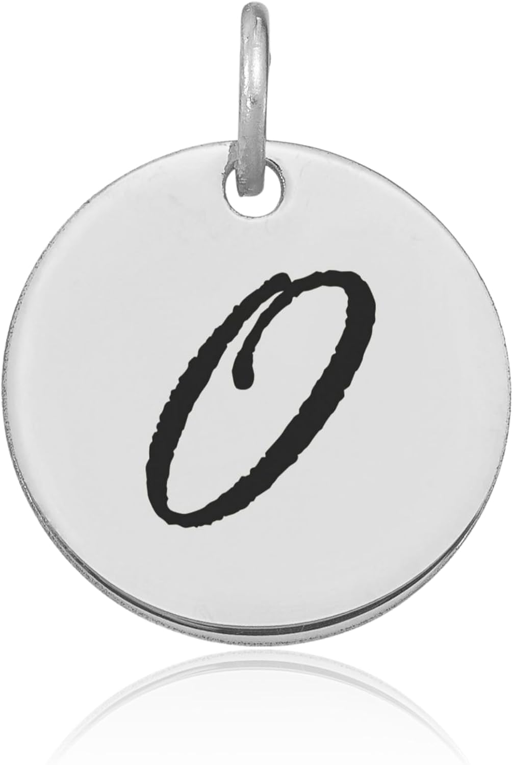 IceCarats 14K Solid White Gold Small Letter O Initial Pendant Necklace 15.24mm 5/8 inch Polished For Her