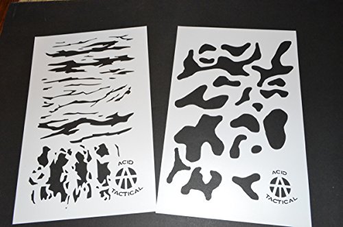 Acid Tactical® 4 Pack - 9X14" Camouflage Airbrush Spray Paint Stencils - Duracoat Cerakote Gun #TOP17