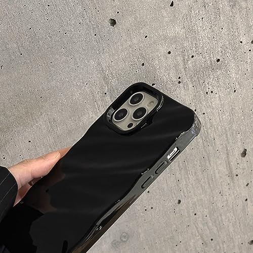 AKABEILA Case for iPhone 14 Pro Max Case 6.7 Inch Water Ripple Pattern TPU Phone Case Slim Shockproof 3D Non-Slip Glitter Sparkle Glossy Cover Black - Image 3