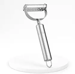 Descascador Ralador 2 em 1 Aço Inox Dupla Lâmina Móvel para Frutas, Legumes e Batatas Utensílio de Cozinha Prático e Durável