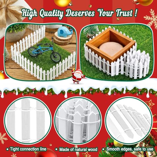 Miniatur Wichtel Zubehör, Miniatur Wichteltür Zaun aus Holz Weiß Mini Holzzaun Miniatur Gartenzaun (90 cm x 5 cm) Miniatur Deko für Garten, Miniatur Puppenhaus Zubehör Fee Garten Gartenhaus Deko