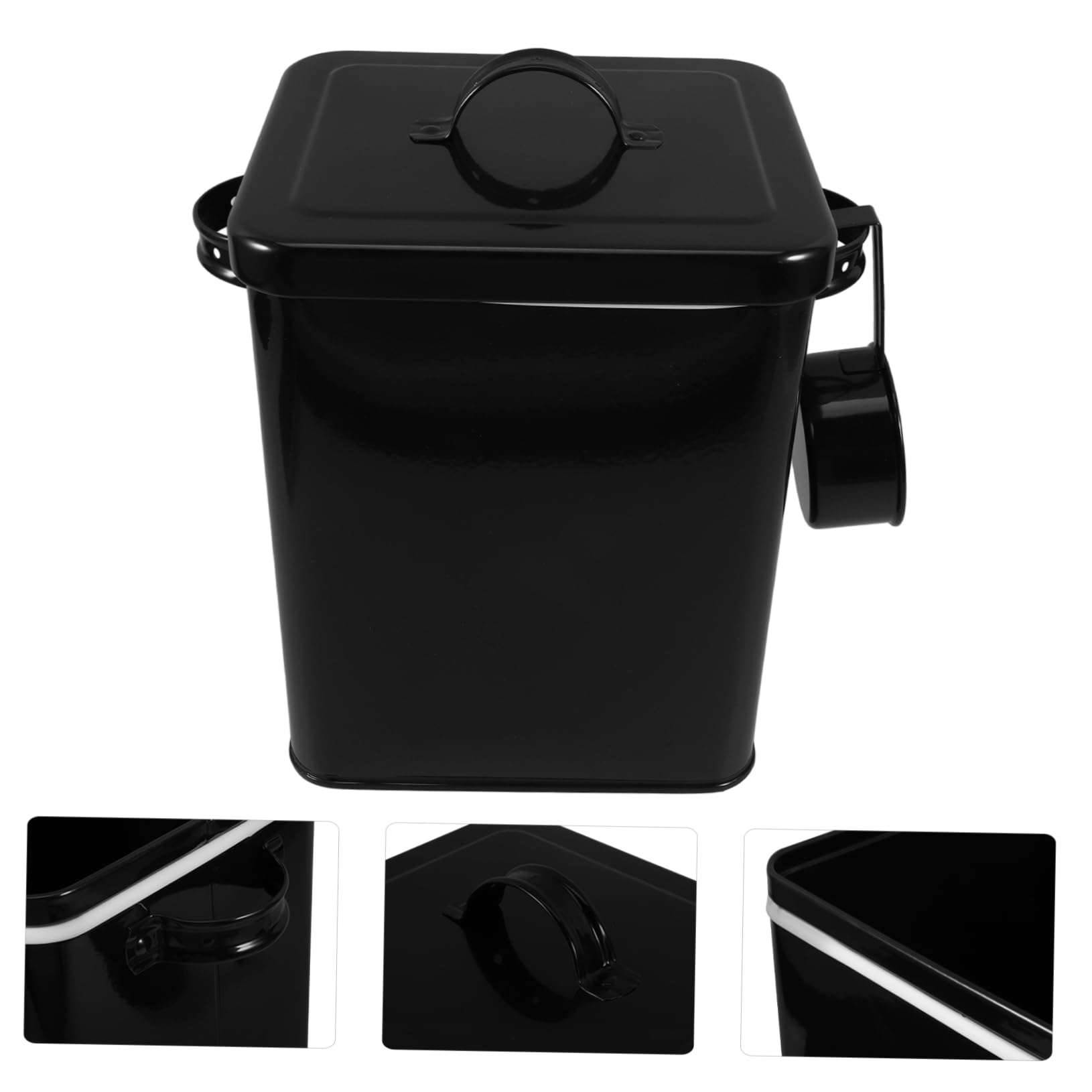 PRETYZOOM Contenedor de Almacenamiento Metálico Hermético con Cuchara para Harina de Arroz Recipiente Multifunción con Tapa para Cocina y Hogar para Almacenar Alimentos la Granja o Casa