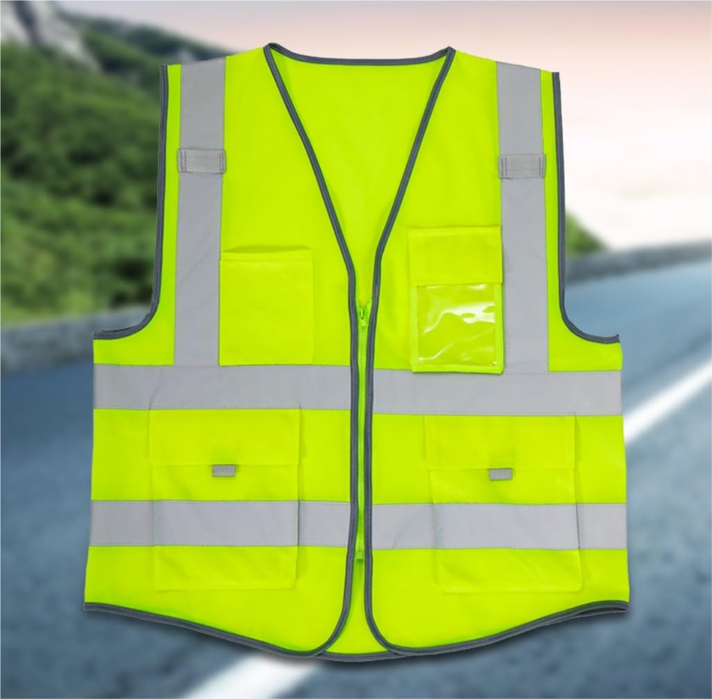 Chaleco de Alta Visibilidad Chaleco Reflectante Chaleco Reflectante De Seguridad Con Cremallera, Traje De Saneamiento For Construcción, Chaleco Reflectante Chaleco de Trabajo Chaleco de Seguridad(Blue