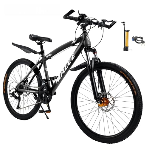 Artudatech マウンテンバイク マウンテンバイク 自転車 ファットバイク 26インチ フルサスマウンテンバイク 27段変速 クロスバイク デュアルディスクブレーキ 高炭素鋼フレーム 自行车 ロックアウト機能付き 自転車 クロスバイク 9段変速チェーン ブラック