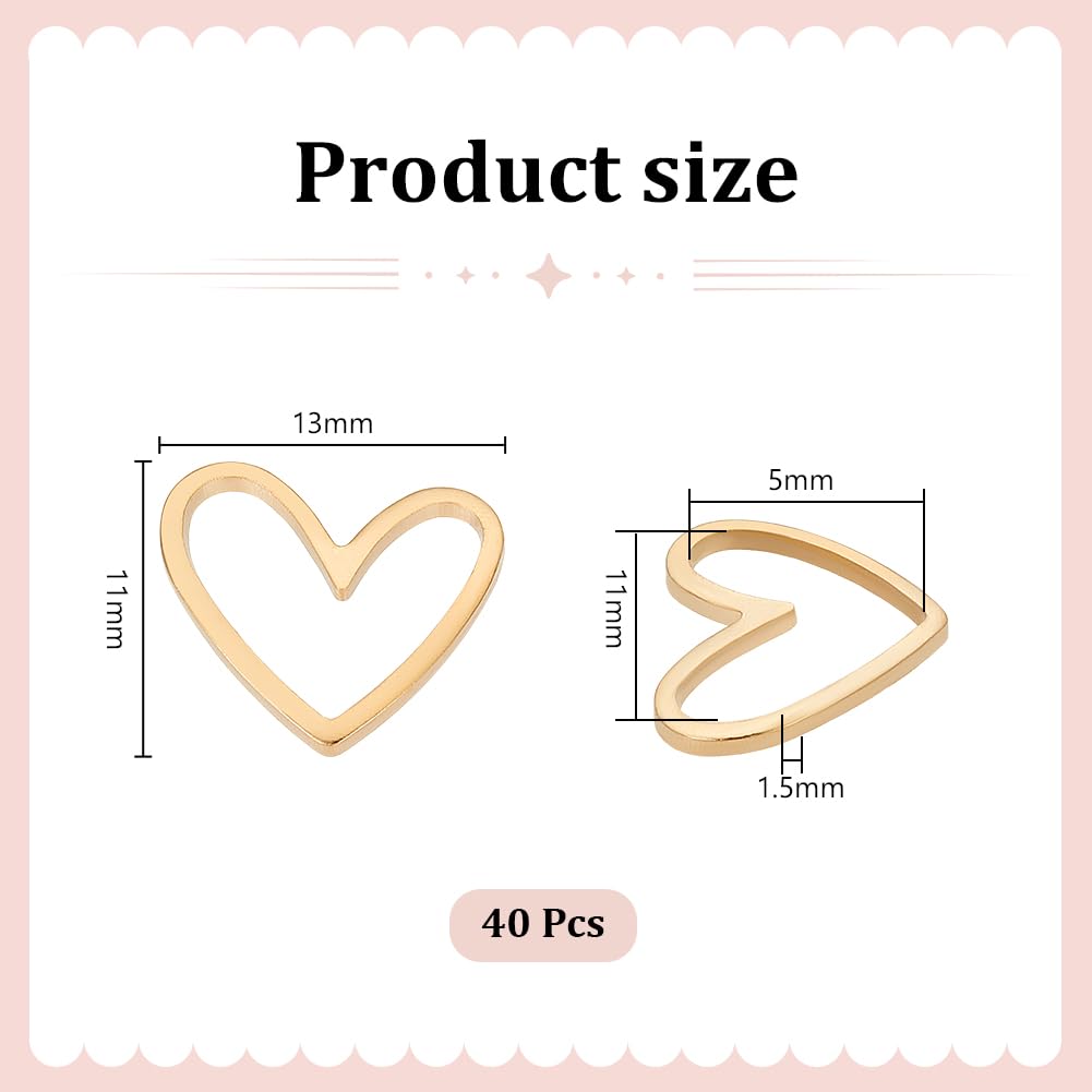 Anneaux De Liaison En Acier Inoxydable Forme Cœur - 16 Pièces, 4 Tailles, Pour Création Bijoux DIY