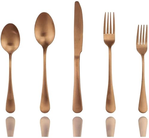 Miniatura 9 de JASHII Juego de cubiertos de acero inoxidable de 20 piezas con acabado satinado para el hogar y el restaurante, apto para lavavajillas