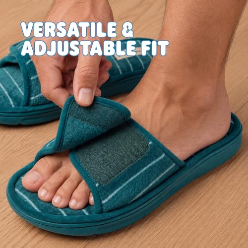 Image of Dearfoams Men's Adjustable Indoor /Outdoor Memory Foam Machine Washable Summer Slide Slipper