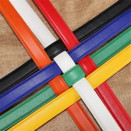 Women’S Candy Color Genuine Leather Automatic Buckle Luxury Designer Belt For Dresses Solid Pattern 2.3Cm Width4