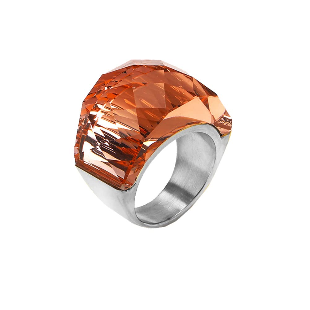 HIJONES Men Women Stainless Steel Cubic Zirconia Royal Crystal Rings Wrap Band Cocktail Style