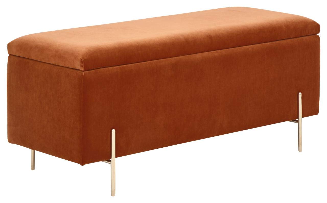 GFW Velvet Storage Ottoman - Orange - Velvet